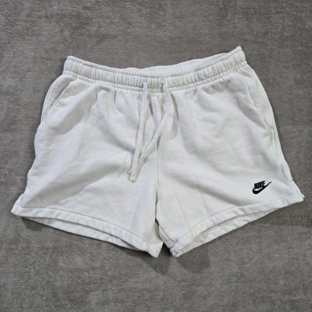Nike Sportswear Fleece Shorts Women 2XL White Athleisure Summer Gym Loungewear